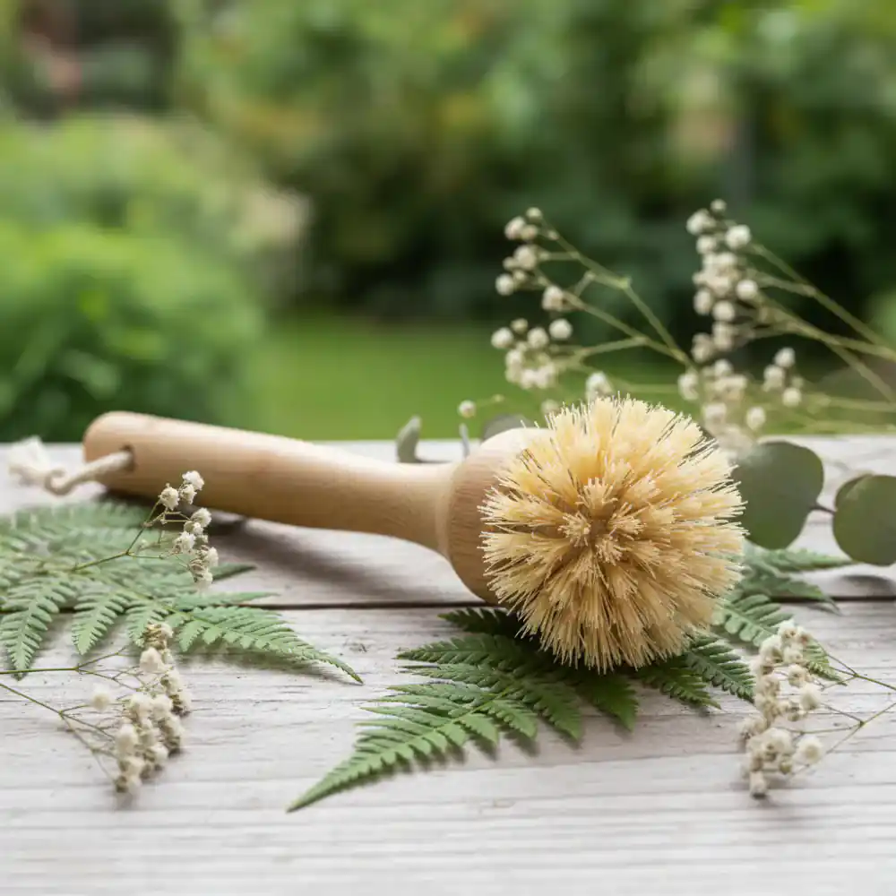 FSC certified bamboo dish brush with natural sisal bristles
